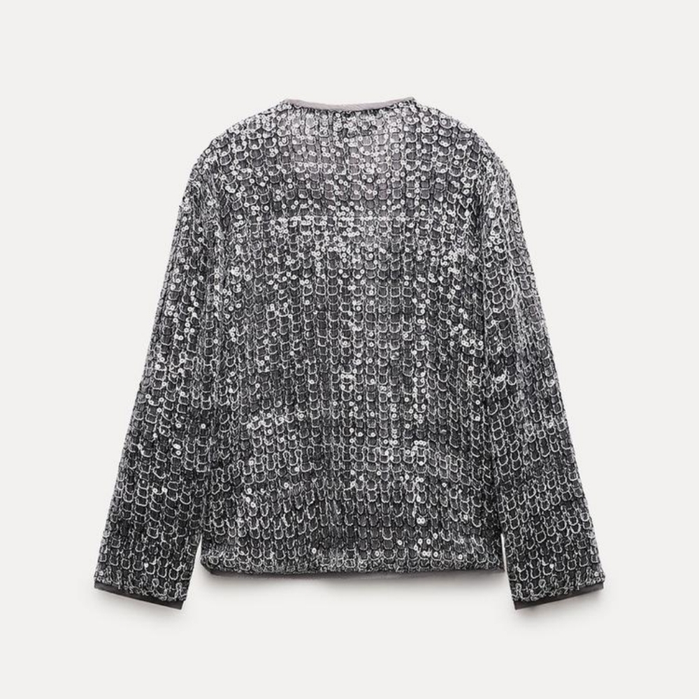 Zara ZW Limited Collection Textured Sequin Jacket - Picture 6 of 11